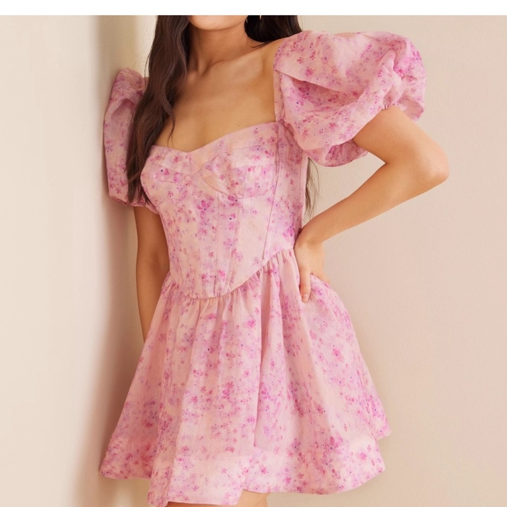Bardot Blush Pink Floral Mini Dress